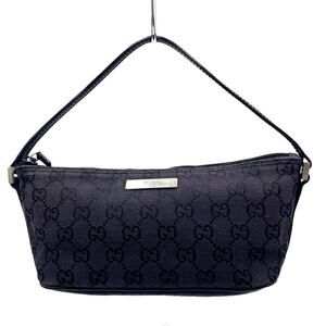 GUCCI GG Canvas Accessory Clutch Handbag Black